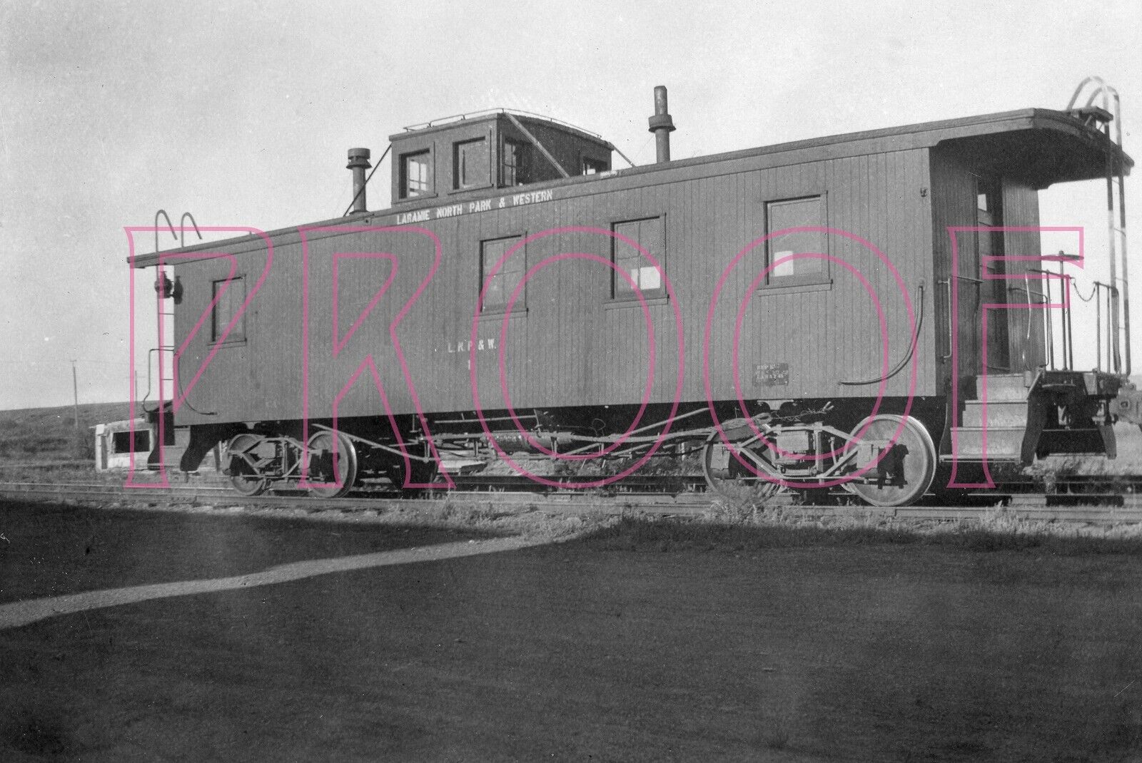 Laramie, North Park & Western (LNP&W) Caboose 1 at Walton, CO in 1945 - 8x10