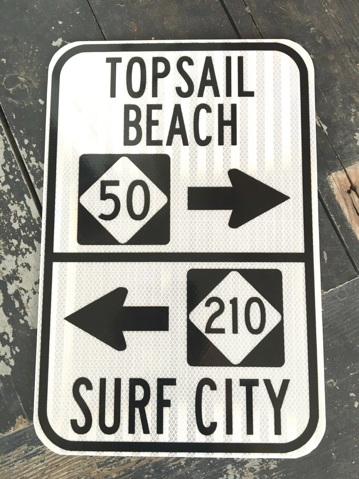 SURF CITY TOPSAIL BEACH NC 50 - NC 210 road sign 12\