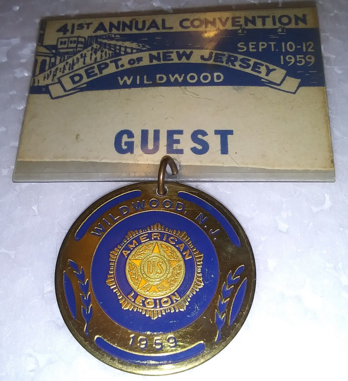 Vintage 1959 41st Annual Convention American Legion Wildwood NJ Guest Pinback