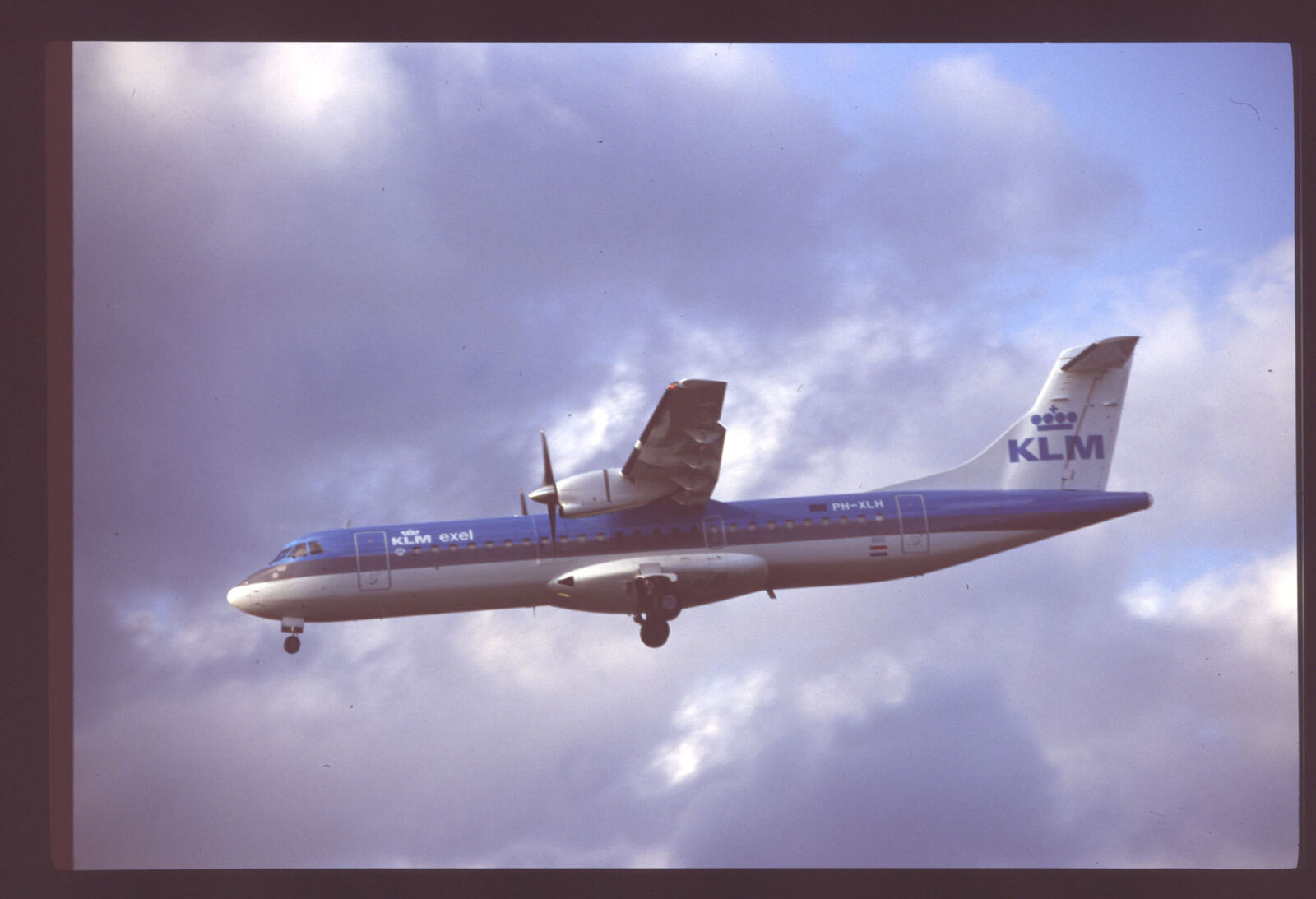 Orig 35mm airline slide KLM Exel ATR-72 PH-XLH [3122]