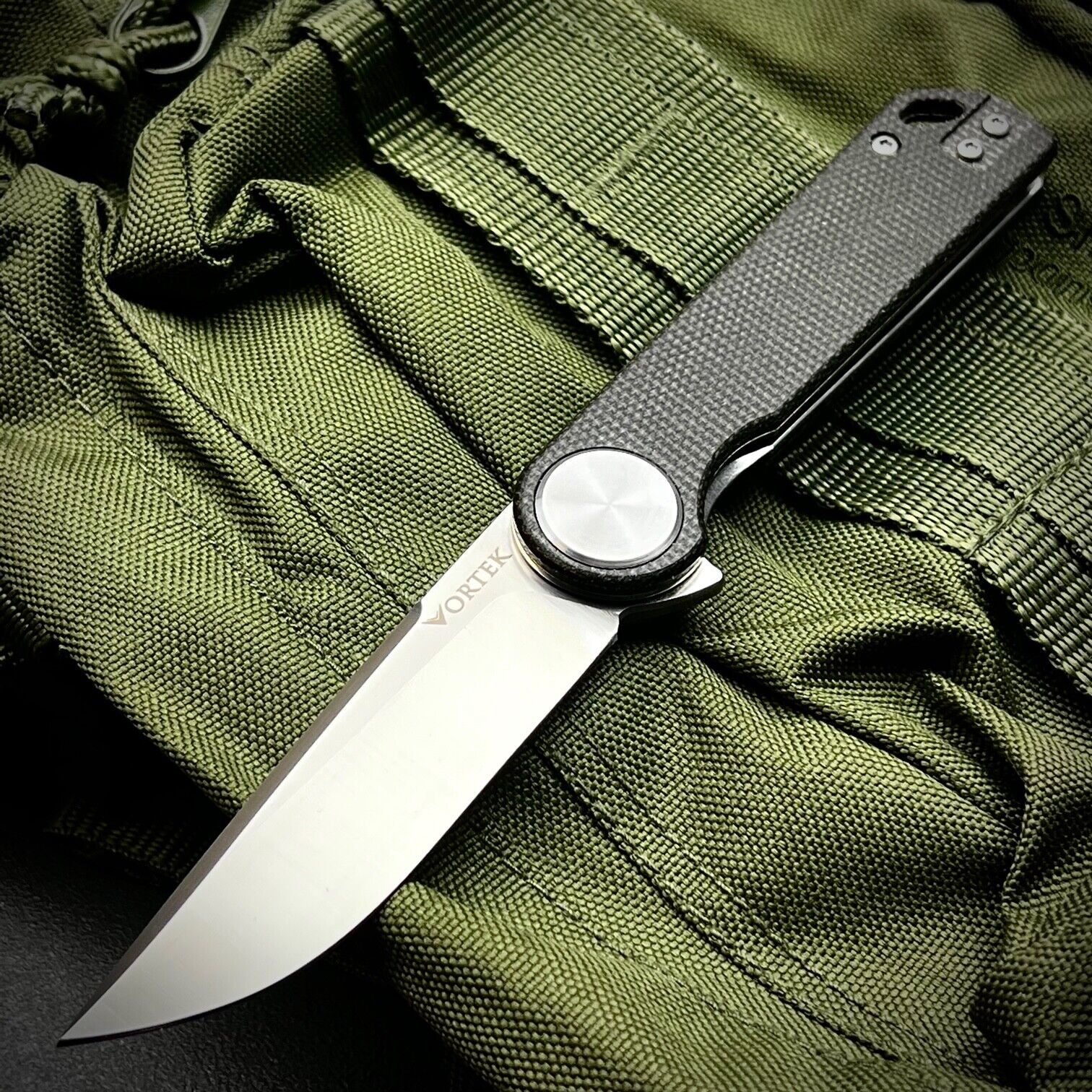 VORTEK FINCH Black Micarta Ball Bearing D2 Flipper Blade Folding Pocket Knife