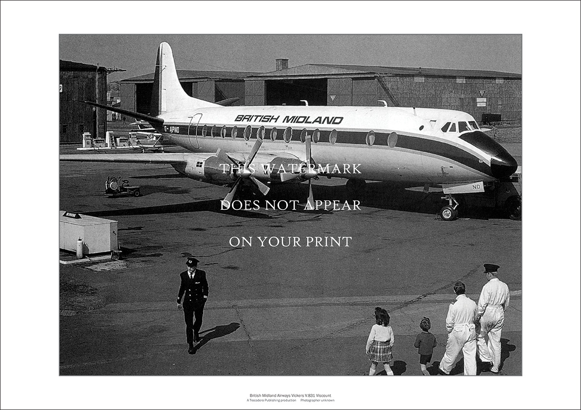 British Midland Airways Viscount A3 Art Print – V.831 1950s – 42 x 29 cm Poster
