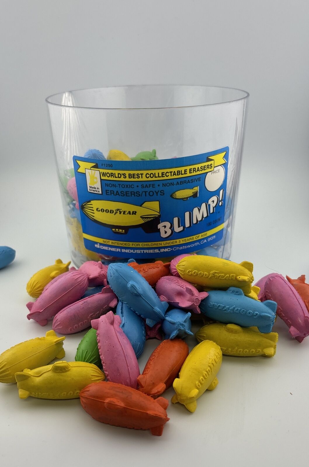 Tub Of Goodyear Blimp Erasers From 1970s