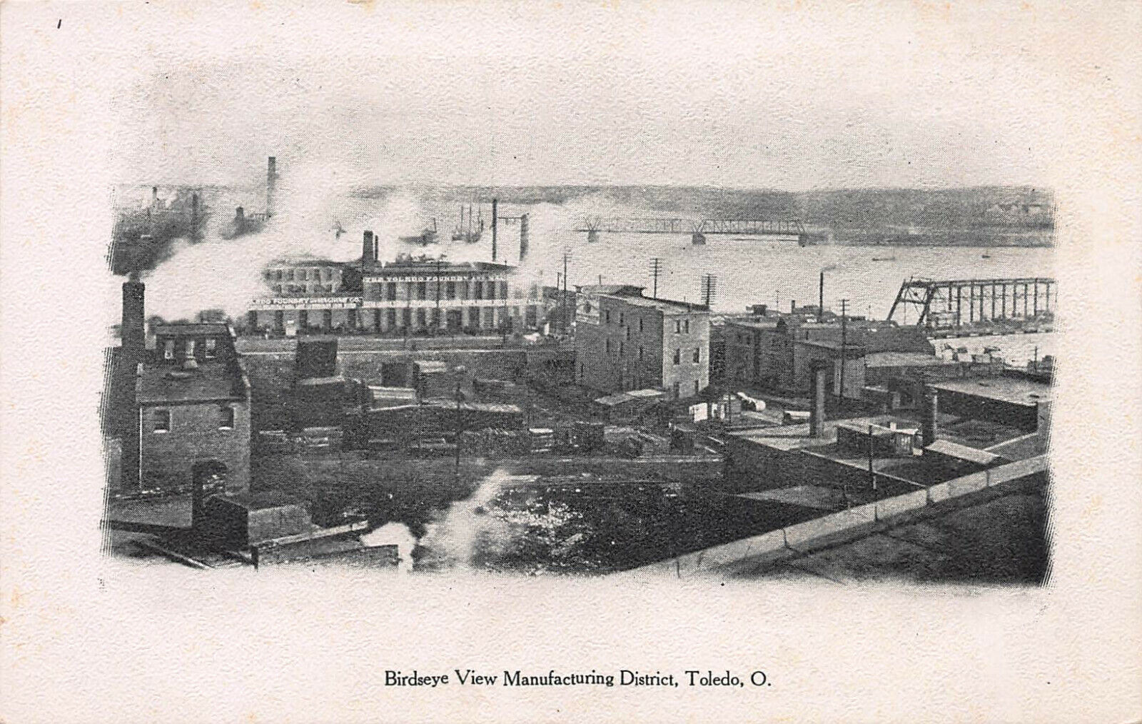 Birdseye View of Manufacturing District, Toledo, Ohio, Early Postcard, Unused
