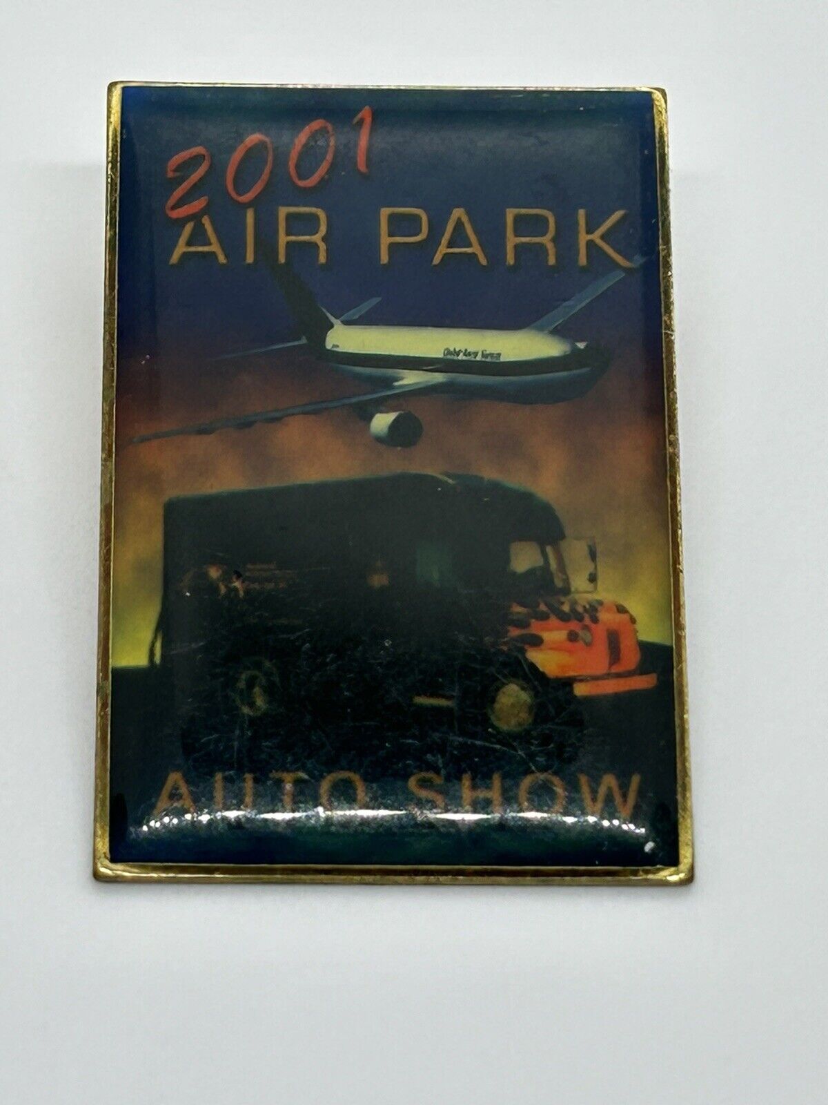 2001 Air Park Auto Show Plane Fiery Truck Blue Gold Tone Red Union Made USA