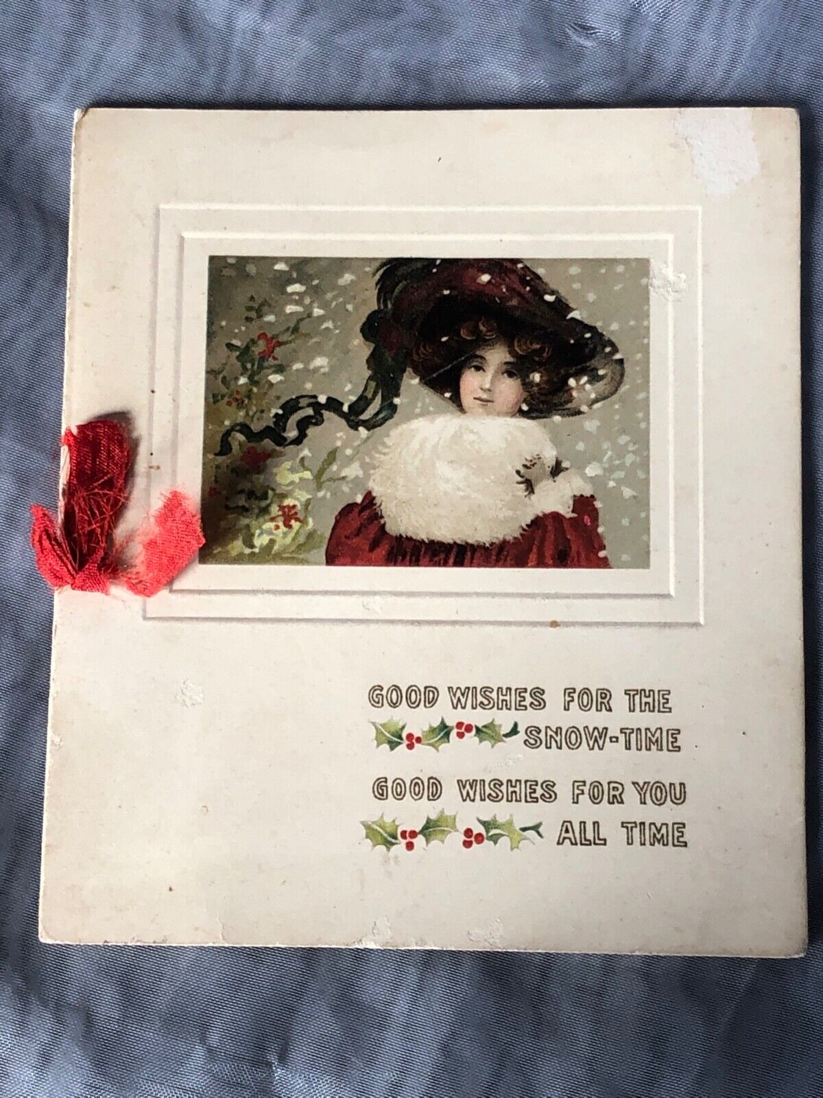 VINTAGE Raphael Tuck Christmas Card Booklet Greeting Card Edwardian Woman Art