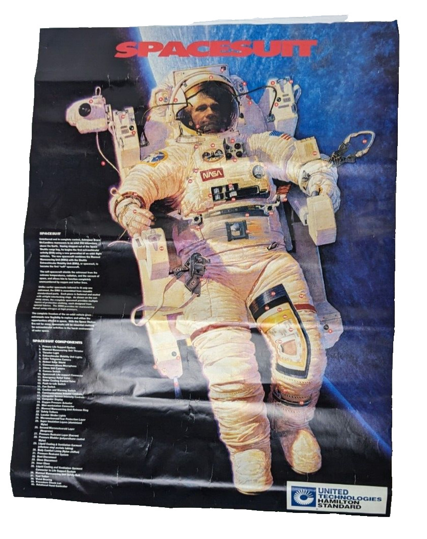 Circa 1990\'s United Technologies Hamilton Standard NASA SPACESUIT Poster, folded