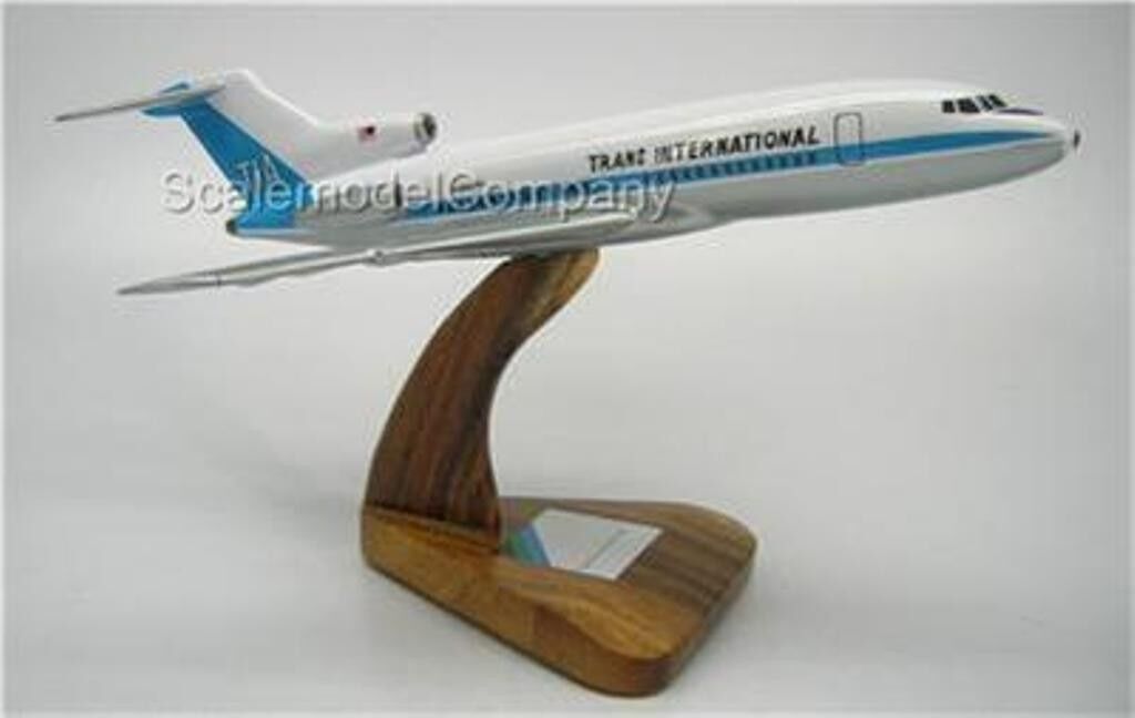 B-727 Trans International Air TIA Boeing Airplane Mahogany Wood Model Small New