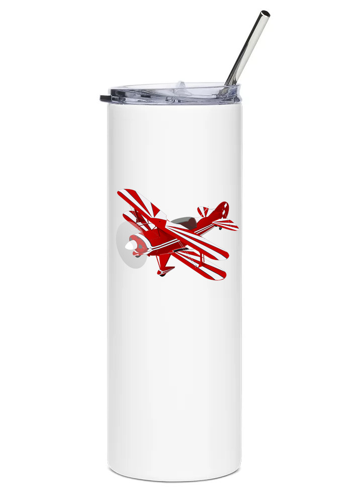 Pitts Special Stainless Steel Water Tumbler with straw - 20oz.