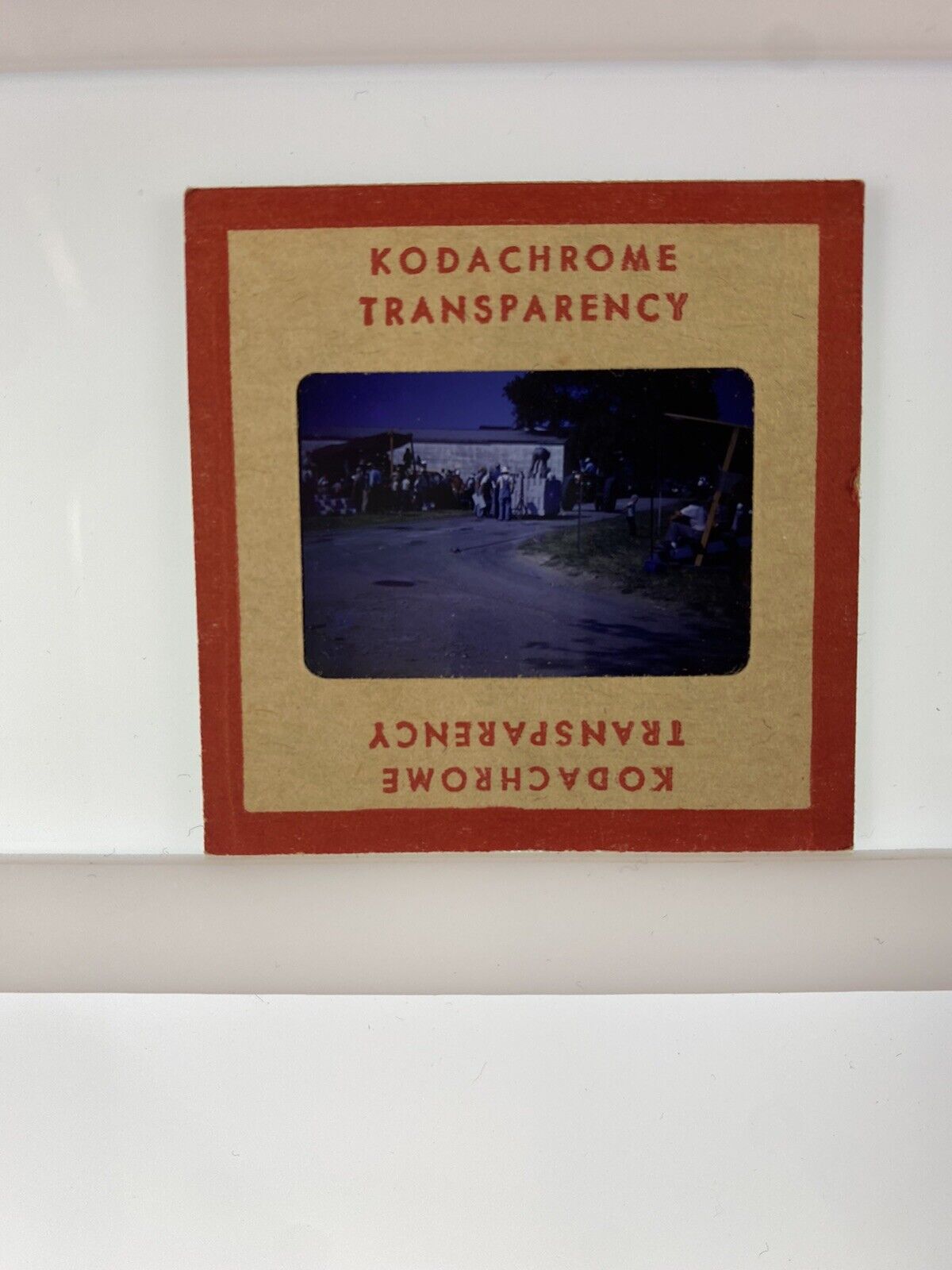Vintage Kodachrome Transparency Original 35 mm Photo People At Worksite Building