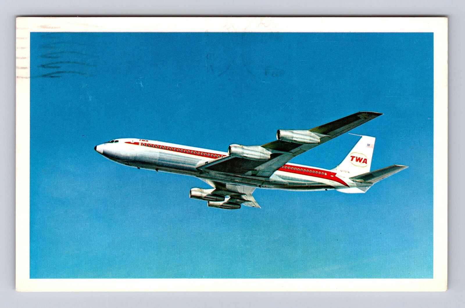 TWA Star Stream, Airplane, Transportation, Antique Vintage c1967 Postcard