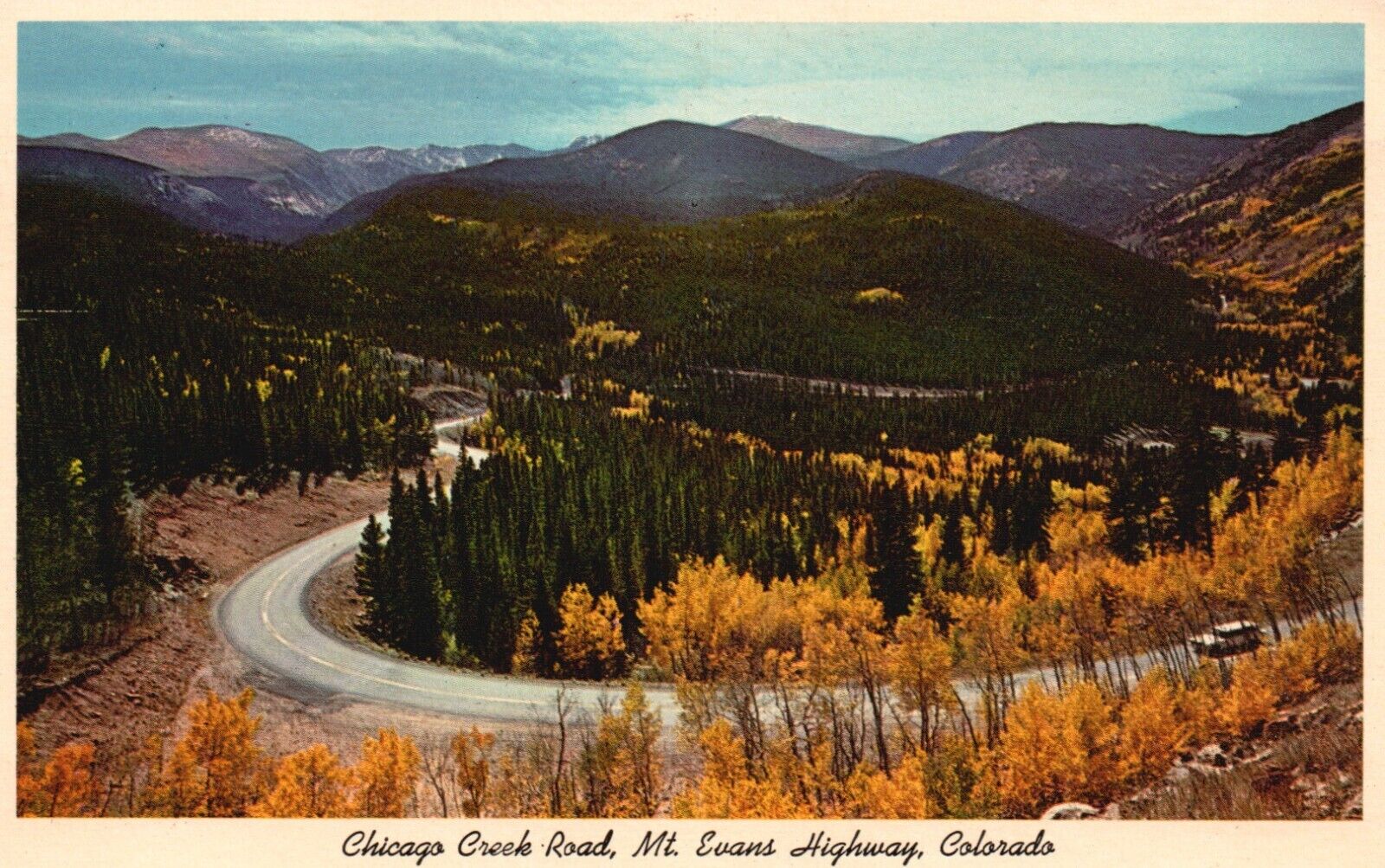 Postcard CO Mt. Evans Highway Chicago Creek Road 1970 Chrome Vintage Old b6376