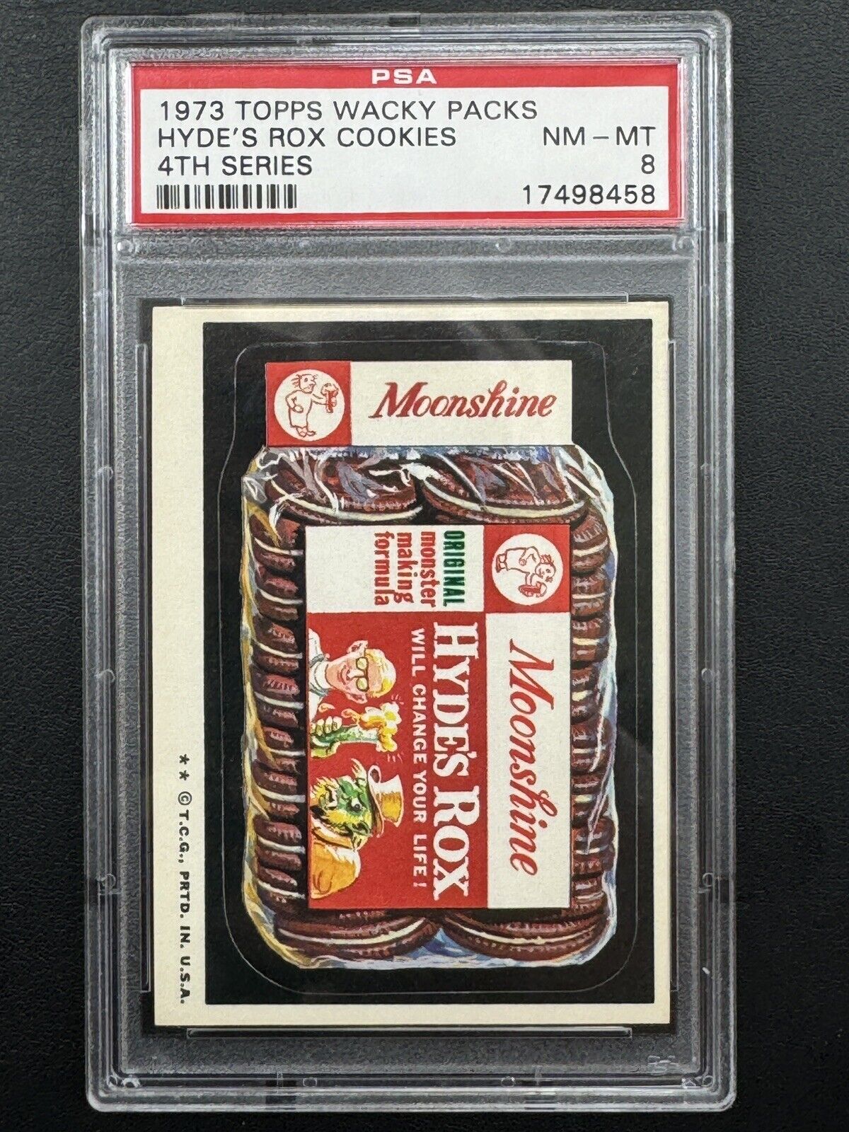 1973 Topps Wacky Packages, Series 4 HYDE'S ROX COOKIES, PSA 8 NM-MT