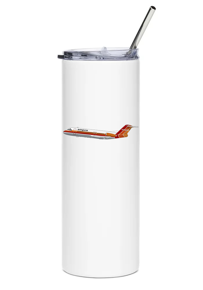 Empire Airlines Fokker F28 Stainless Steel Water Tumbler with straw - 20oz.