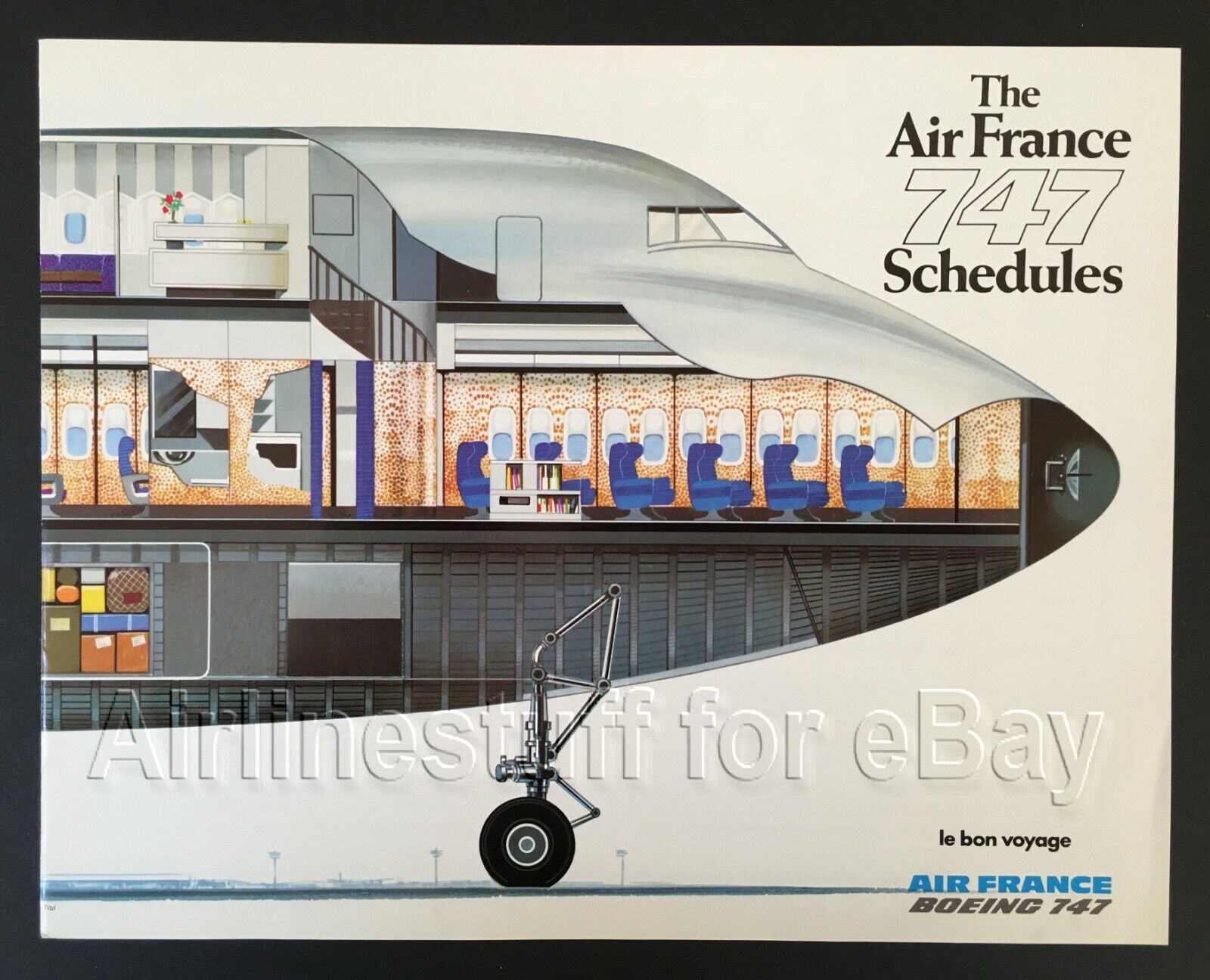 1970 AIR FRANCE Boeing 747 INTRO BROCHURE Cutaway SCHEDLULES airlines airways ad