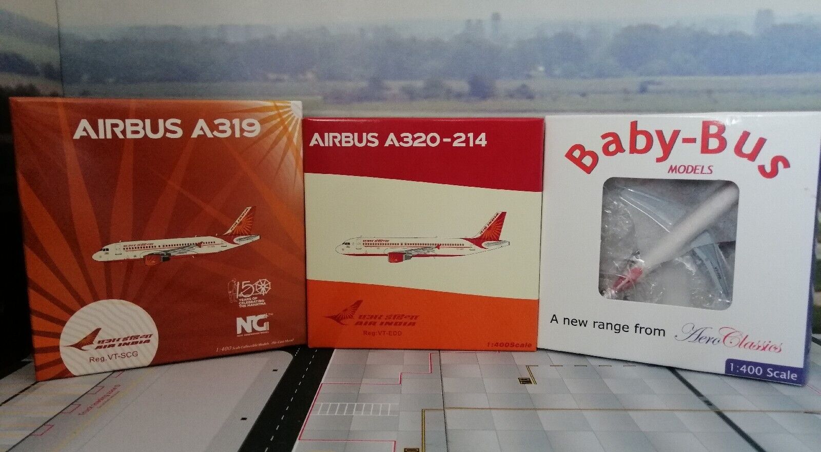 Air India Airbus A319, A320 & A321 TRIPLE SET 1/400 by PANDA, NG & Aeroclassics.