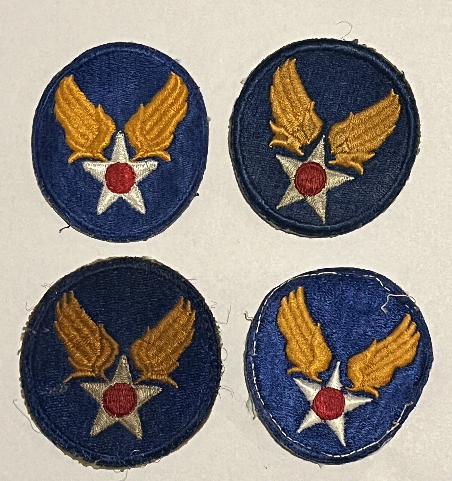 4 Vintage US Military Army AIR FORCE PATCH Insignia WWII Wings White Star Lot