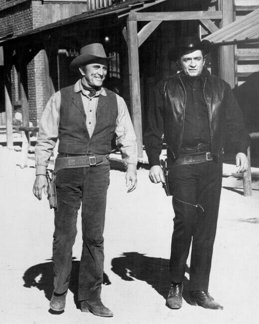 A Gunfight 1970 western Johnny Cash Kirk Douglas on set in town 24x36 Poster