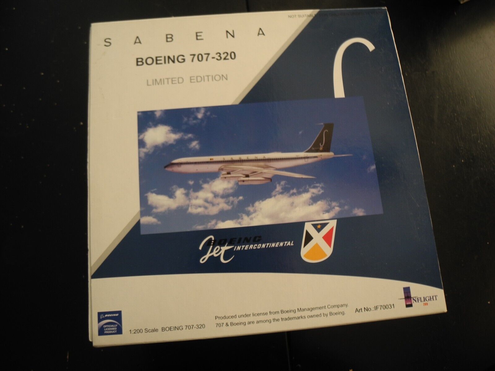 Extremely RARE Inflight 1:200 BOEING 707 SABENA, 1:200, RETIRED OLD LIVERY