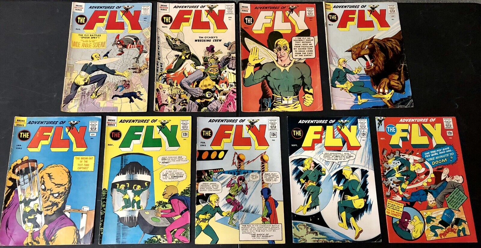 Archie- Adventures of the Fly (1959-64) 9x Lot. #1, 2, 3, 12, 17, 23, 24, 27, 30