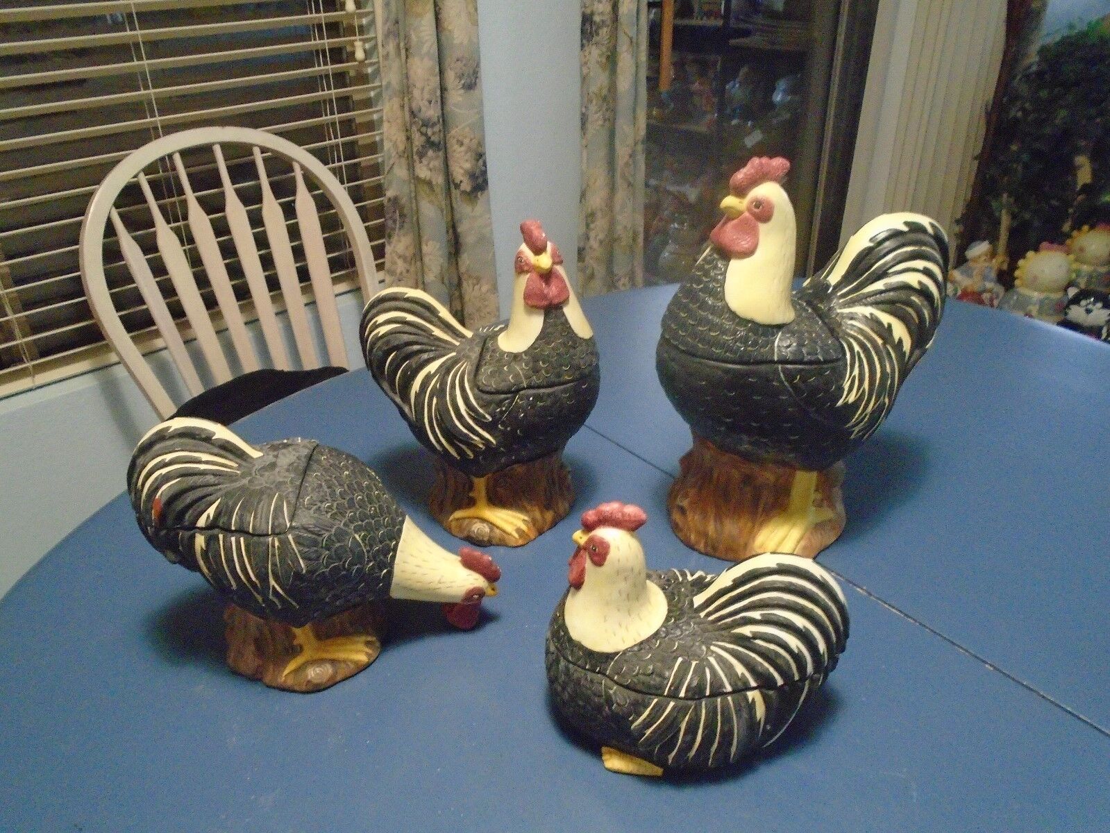 Sakura Rooster Ceramic Covered Canisters Set of 4 