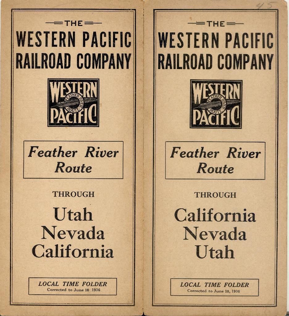 1936 Western Pacific Railroad Timetables \