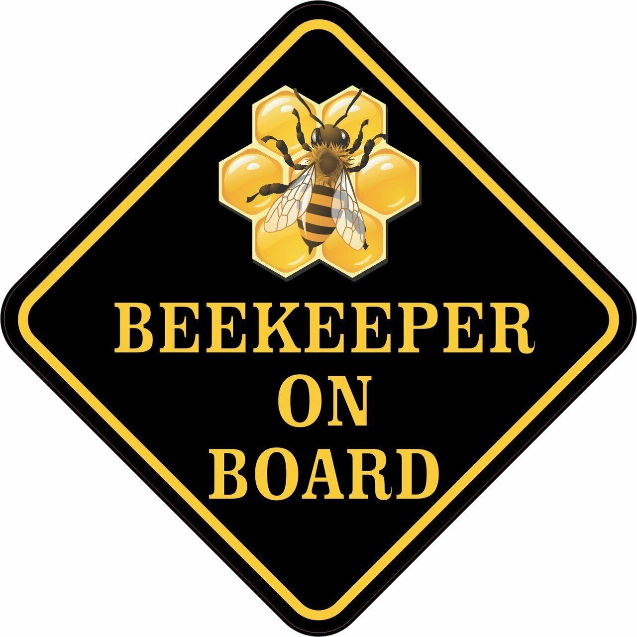 StickerTalk 5in x 5in Beekeeper on Board Sticker Car Truck Vehicle Bumper Decal
