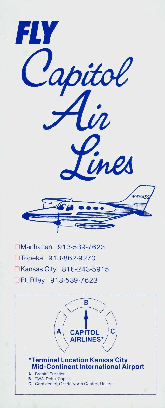 Capitol Air Lines Timetable  January 1, 1977 =