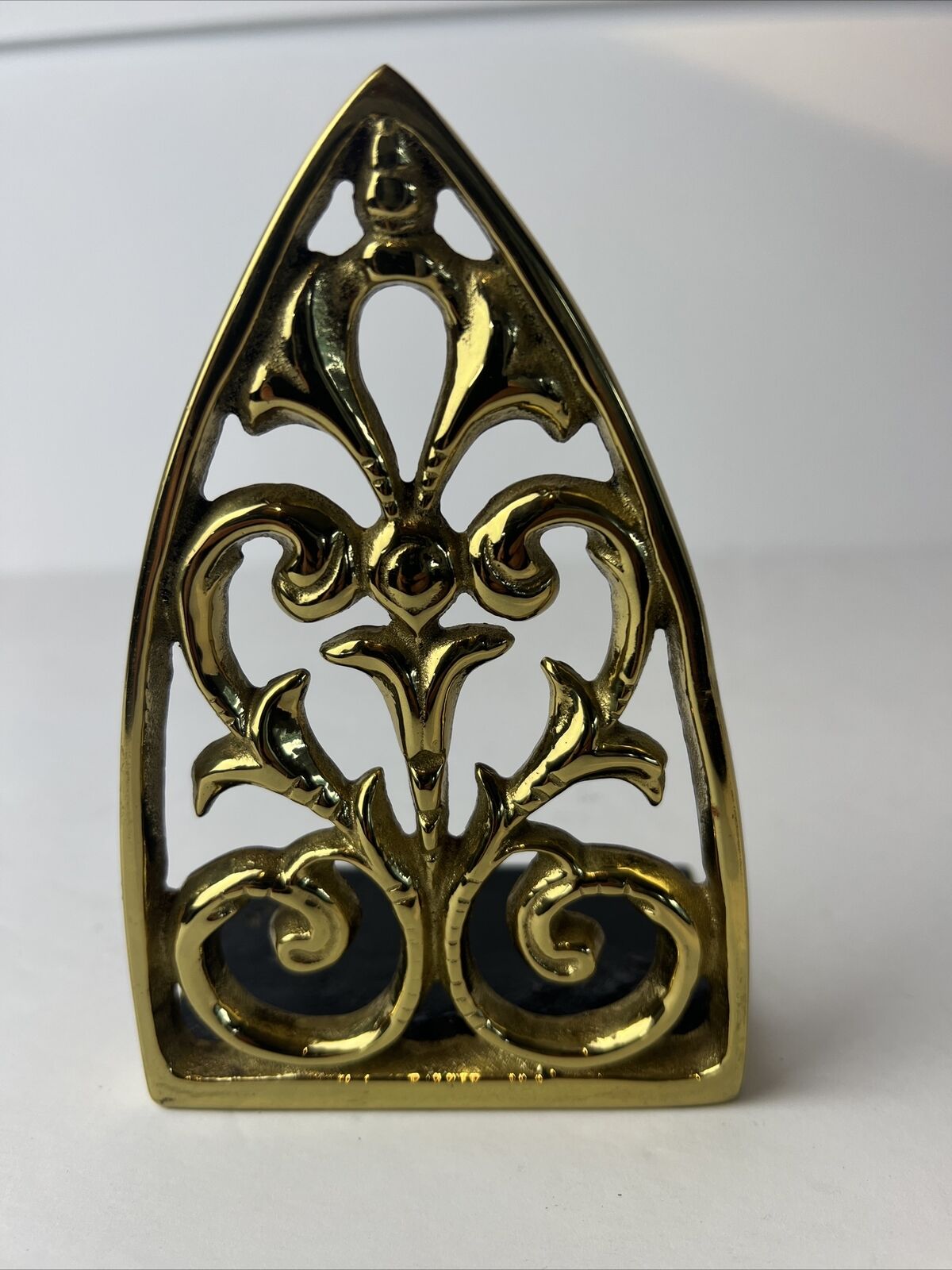 Single Brass Cathedral Window Arch Bookend Home Library Decor MCM