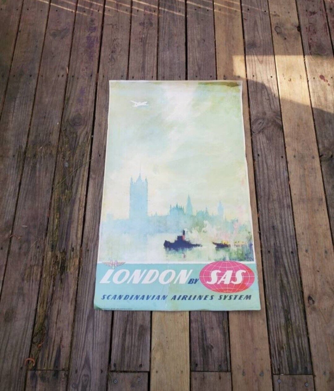 Vintage London SAS Scandinavian Airlines Systems Poster Advertising