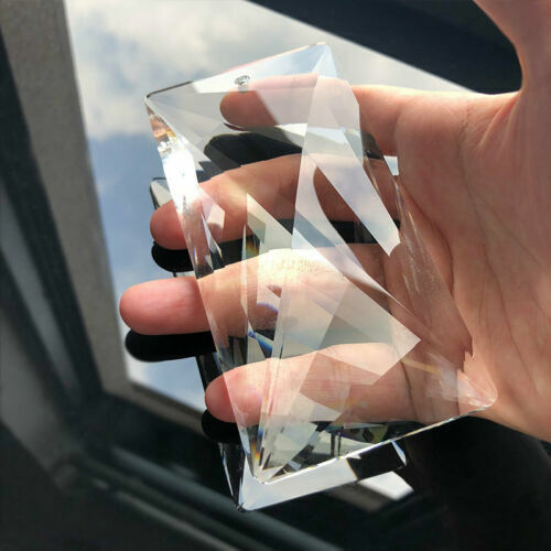 120MM Large Clear Rectangular Faceted Prism Crystal Pendant Glass Hanging Decor