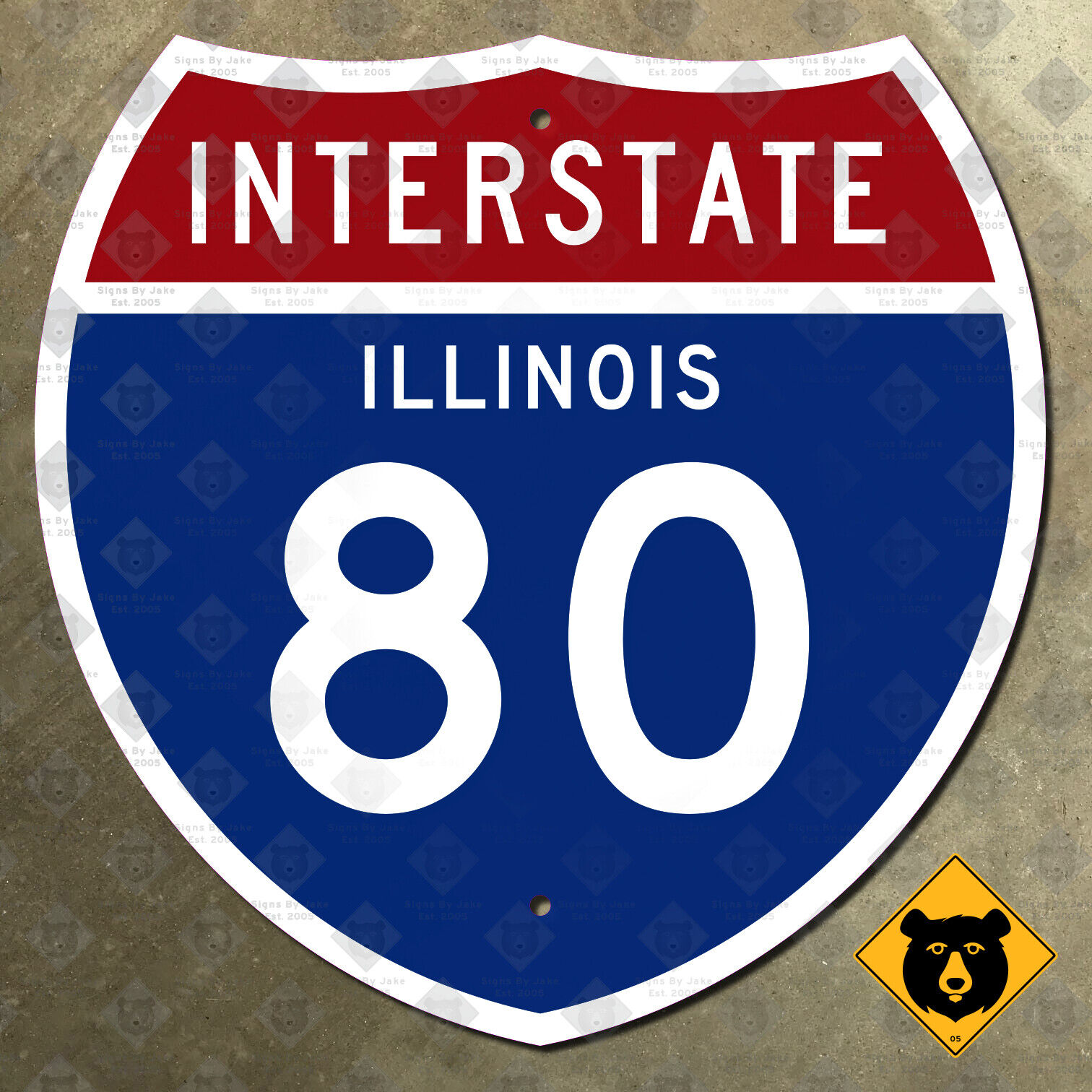 Illinois Interstate 80 route marker highway sign Lansing Joliet Moline 12x12