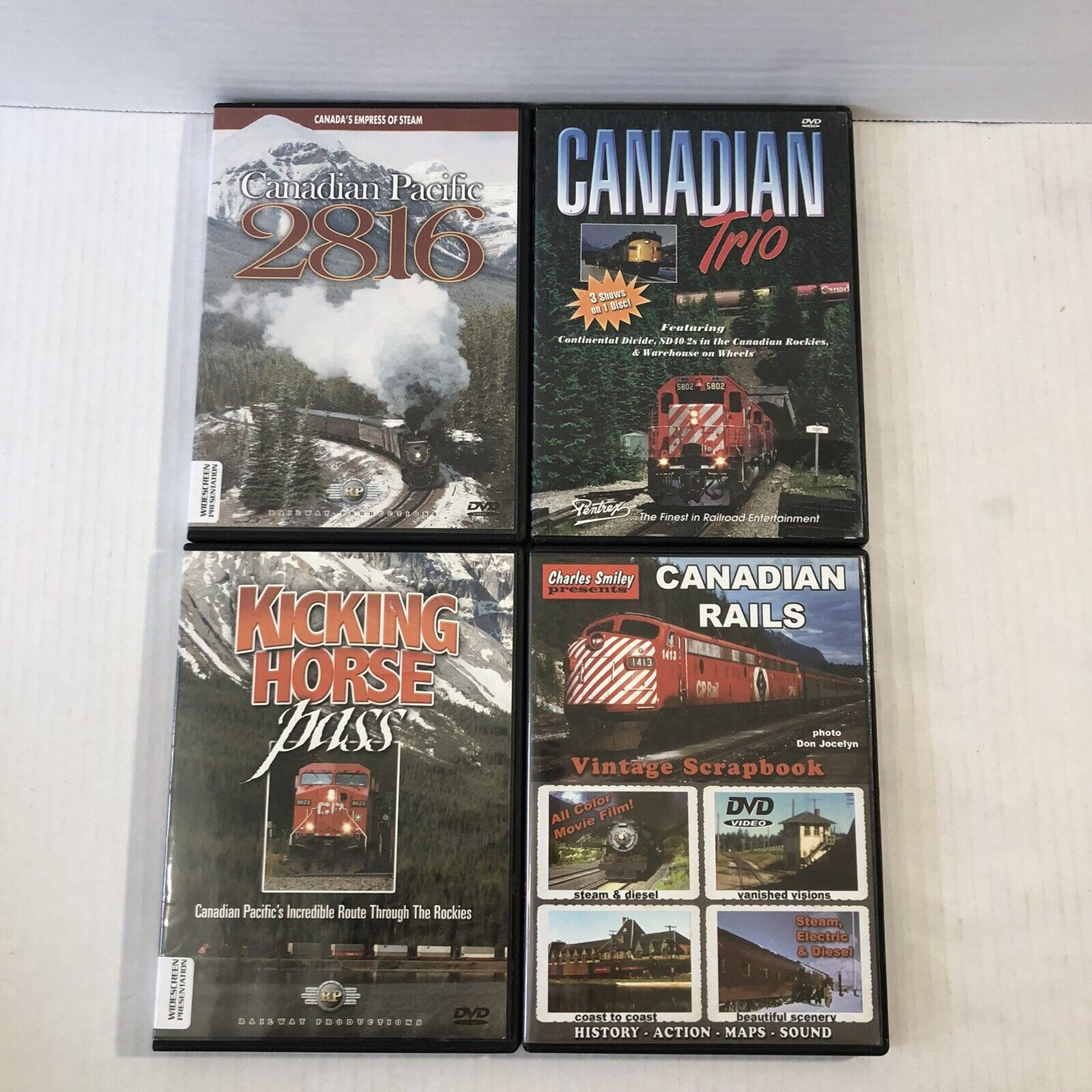 Train Railroad 4 DVD Lot Canadian Rails Pacific Kicking Horse 2816 Video Footage