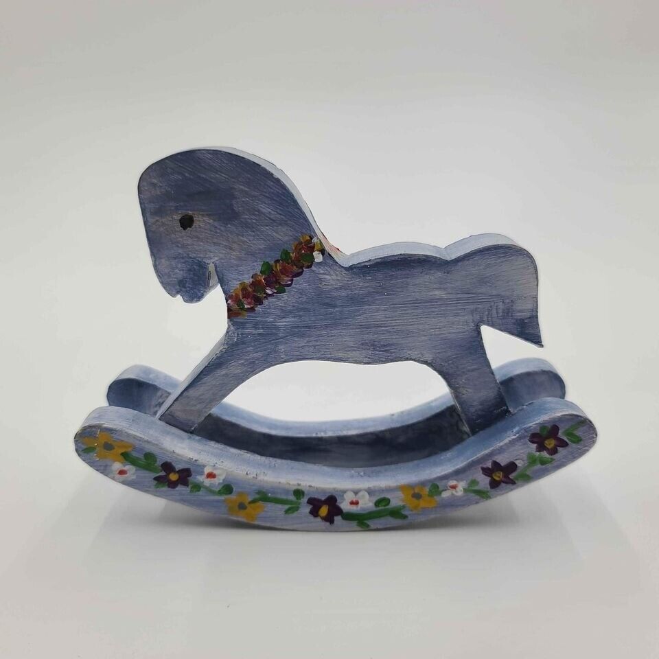 Vintage Wooden Hand Painted Rocking Horse Figure