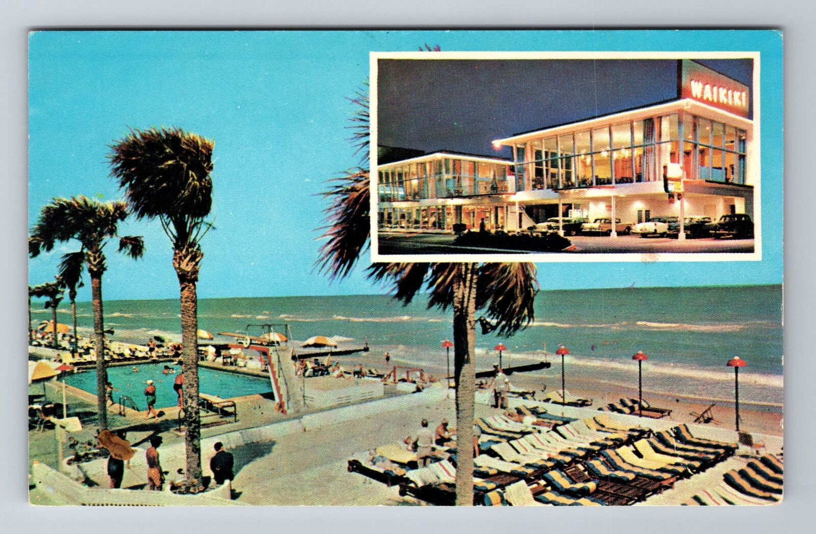 Miami Beach FL-Florida, New Waikiki Hotel, Advertising Souvenir Vintage Postcard