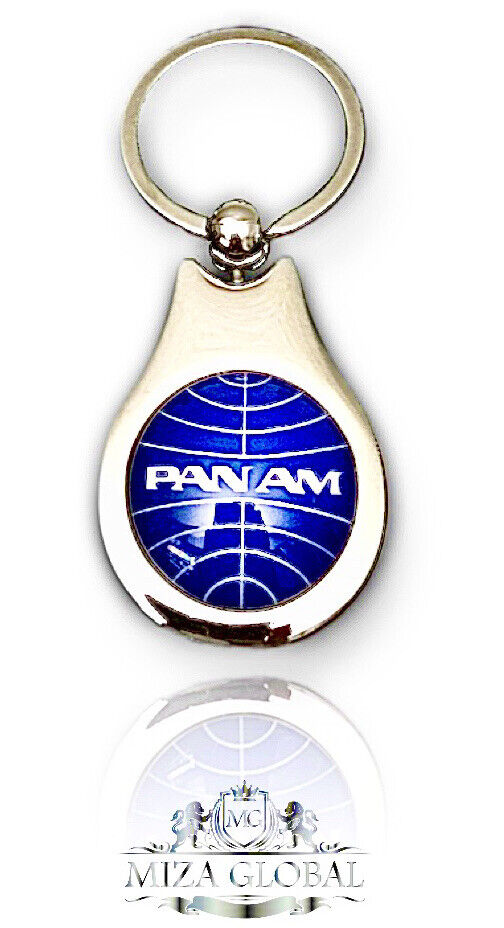 Panam Pan Am Airlines 747 Logo metal Chrome KeyChain Key Ring AVIATION AIRWAYS