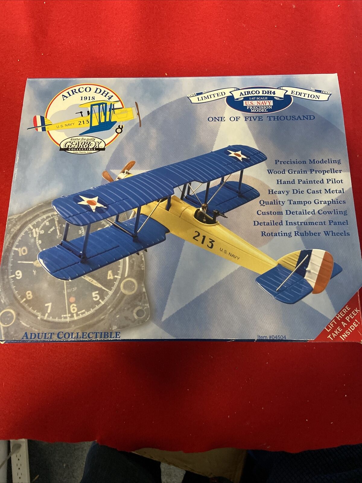 Gearbox Collectibles 1:47 1918 Diecast Airco DH4 US Navy WWI Airplane Coin Bank