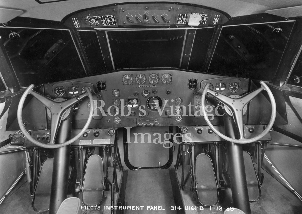  Pan Am Clipper Boeing B- 314 flying Boat Airplane Flight controls photo   