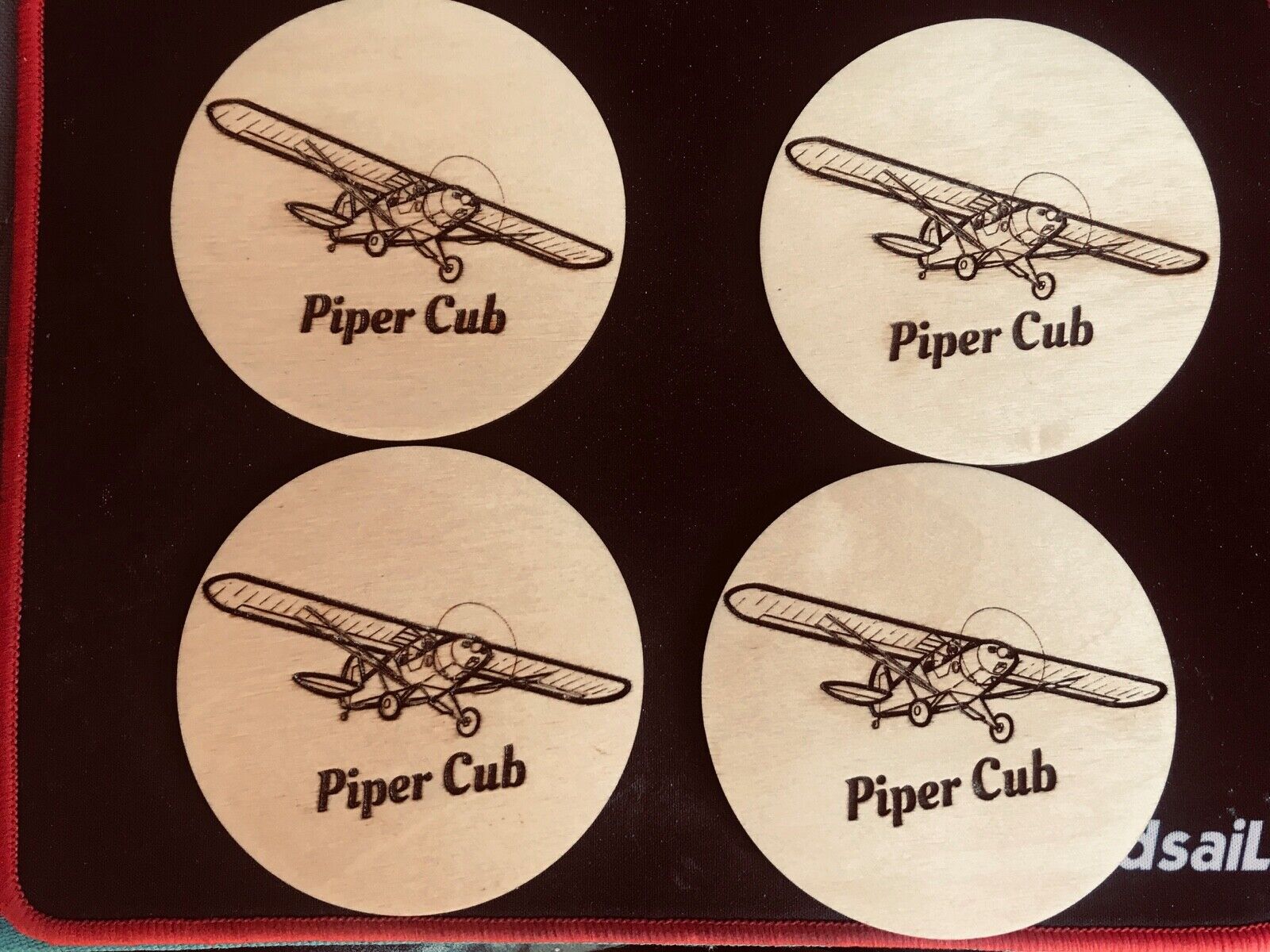 Piper Cub wood coaster...set of 4...Price reduced