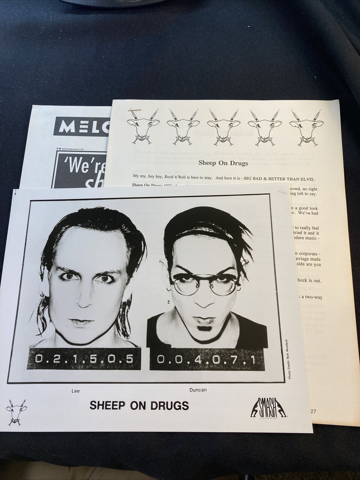 90s Press Kit W/ Photo Sheep On Drugs, Music Techno Synth Rave Industrial Punk