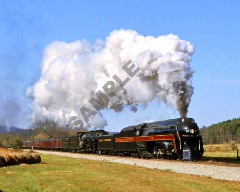 Norfolk and Western Steam Double Header Locomotive Train 8x10 Poster Photo 122