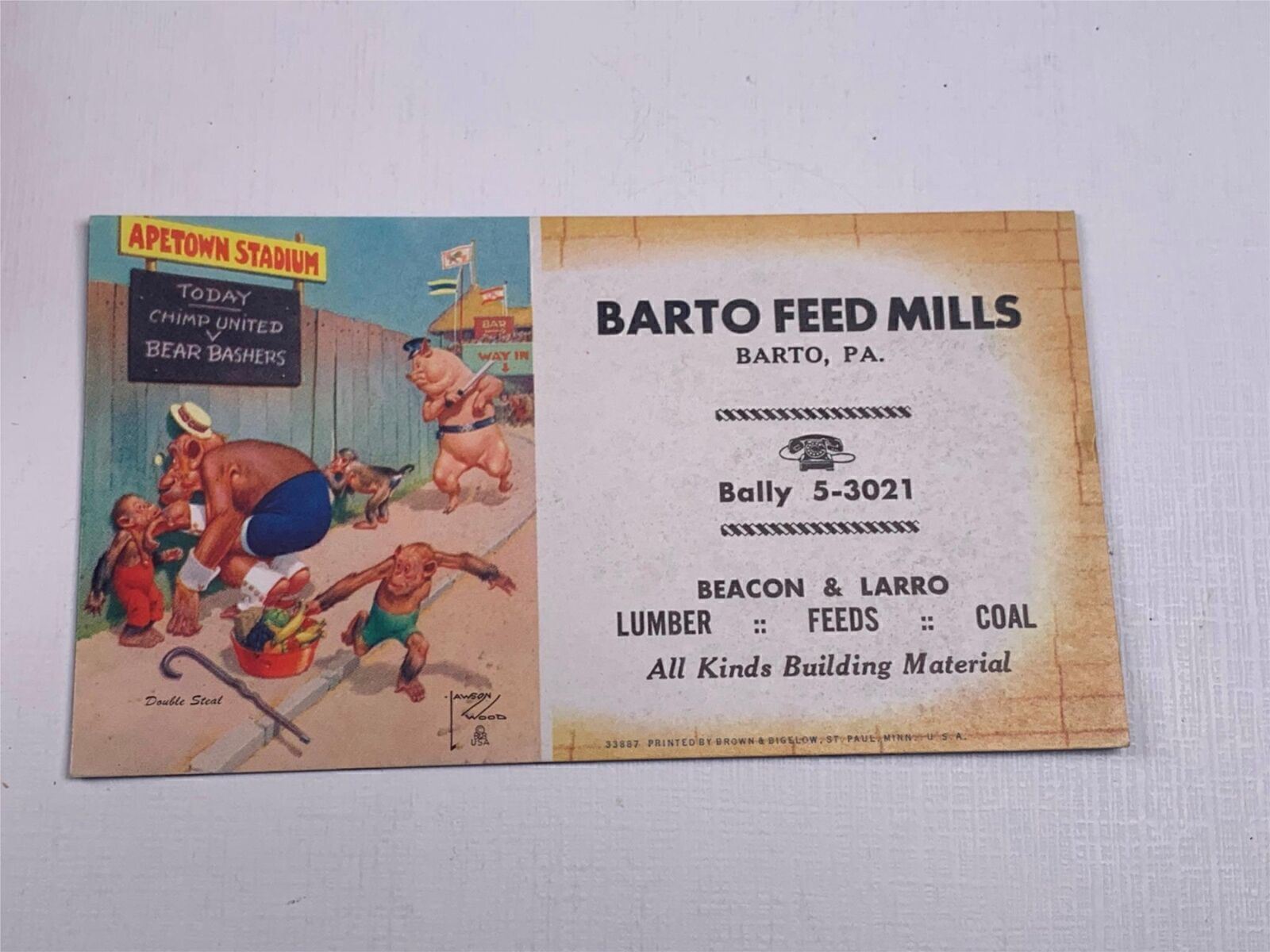 Vintage Inkblotter Barto Feed Mills Barto PA 