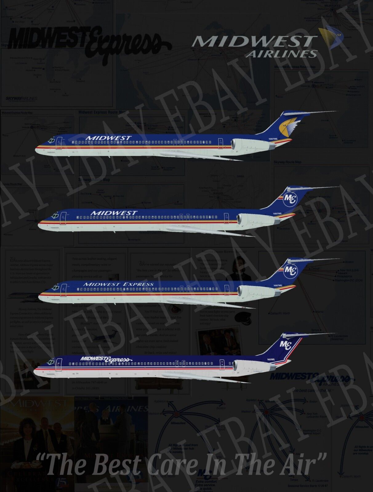 Midwest Express Airlines MD-80 History Retro 8 X 10\