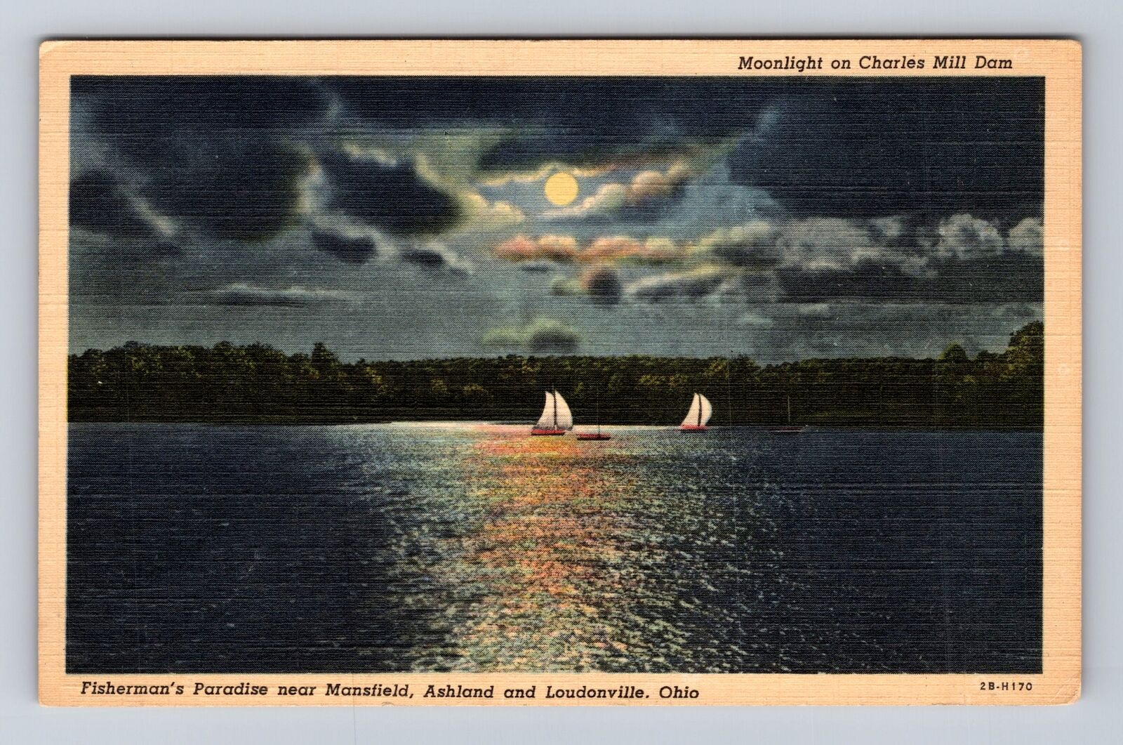 Loudonville OH- Ohio, Fisherman's Paradise, Antique, Vintage Souvenir Postcard