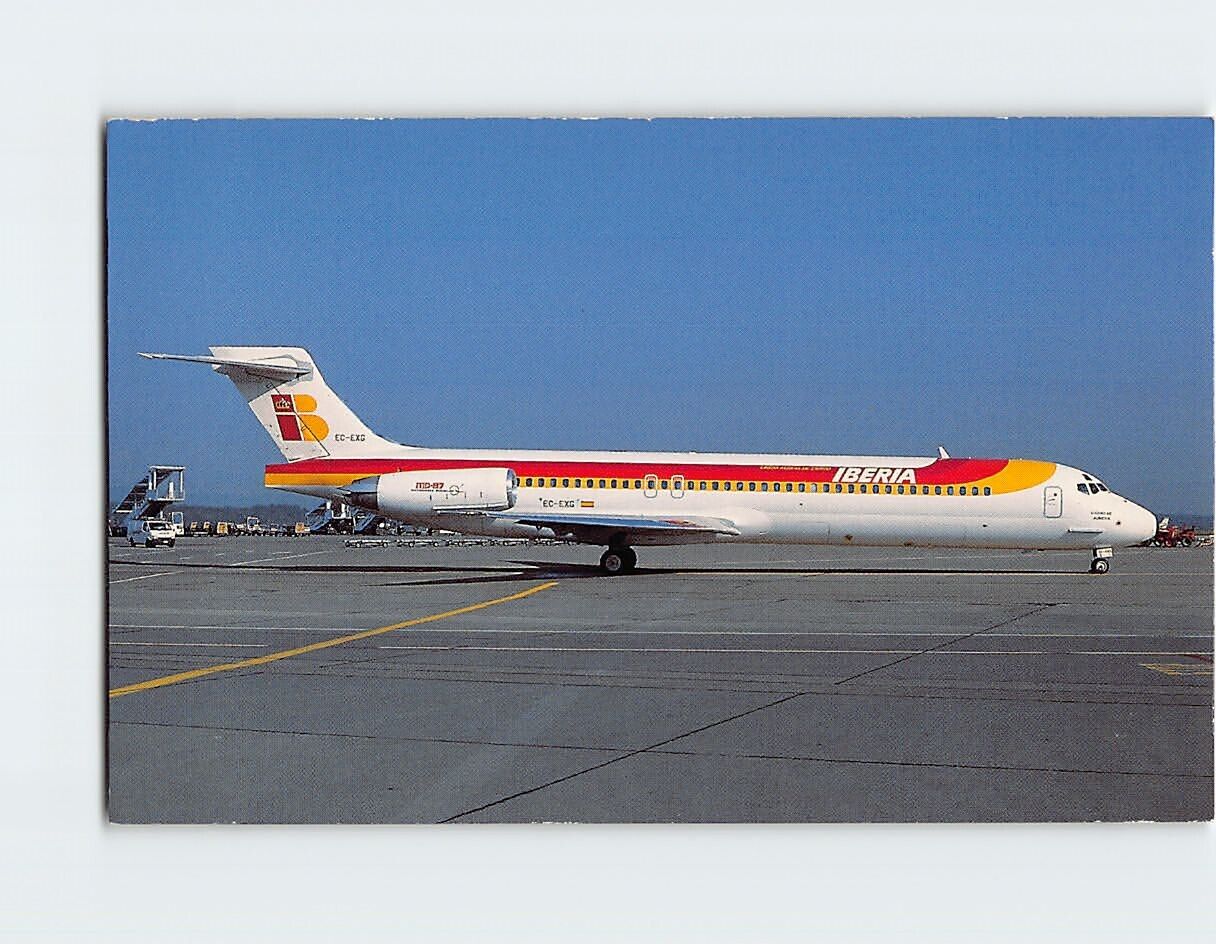 Postcard McDonnell Douglas MD-87 DC-9-87 Iberia Spain Airlines at Zurich