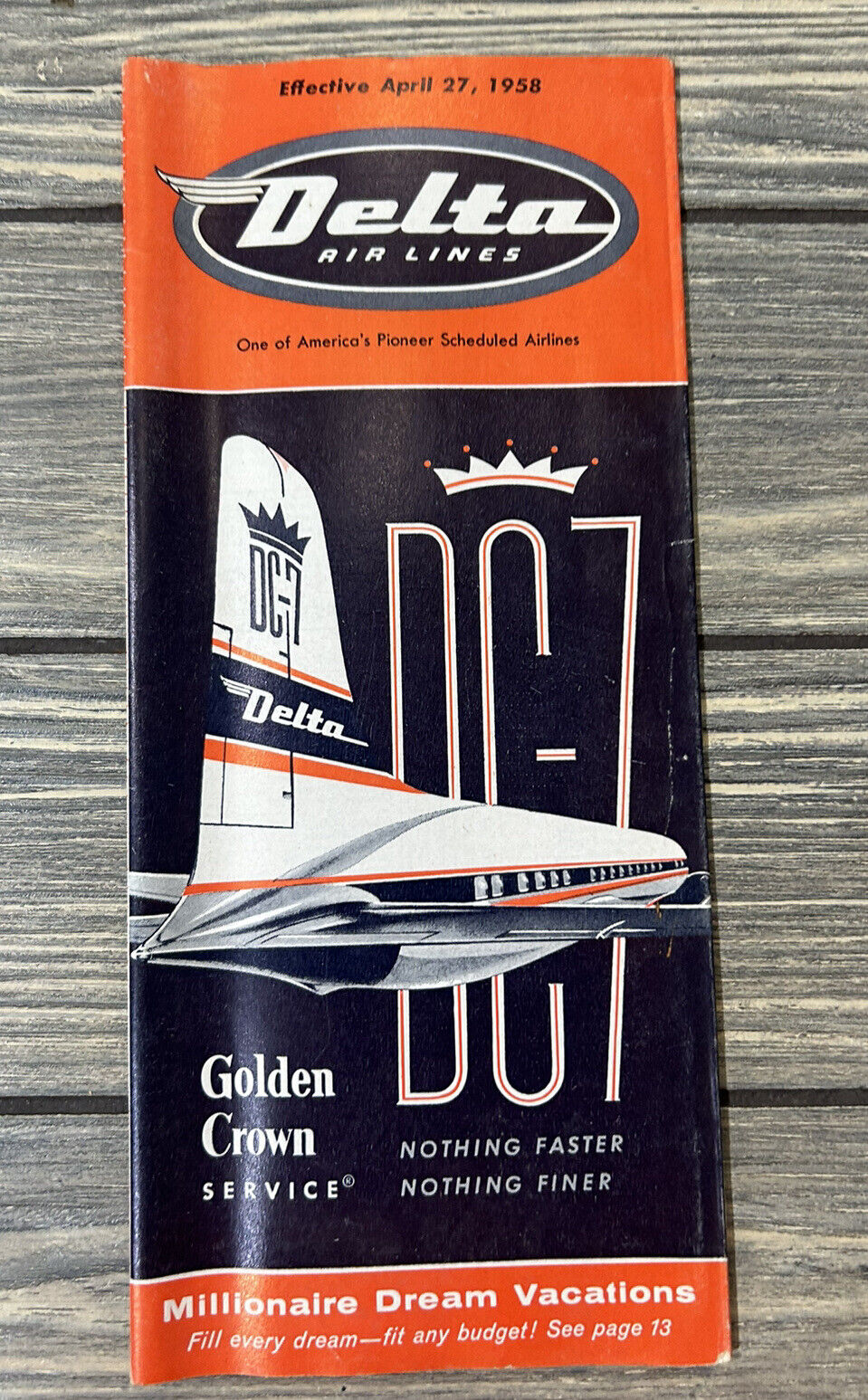Vintage April 27 1958 Delta Air Lines Schedule Pamphlet Brochure