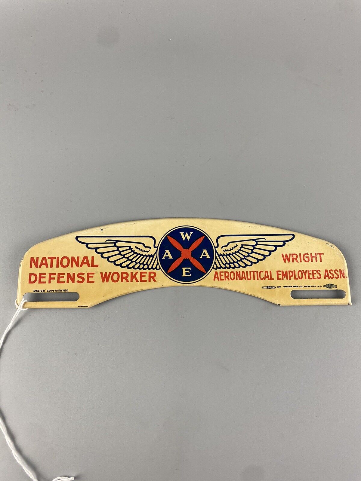 Vintage Wright Aeronautical Employees Assn. Plate Topper