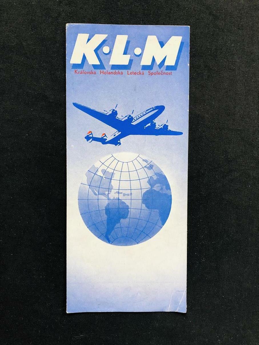 KLM AIRLINE Rare ORIGINAL ART DECO BROCHURE 1947 Lockheed Constellation Airplane