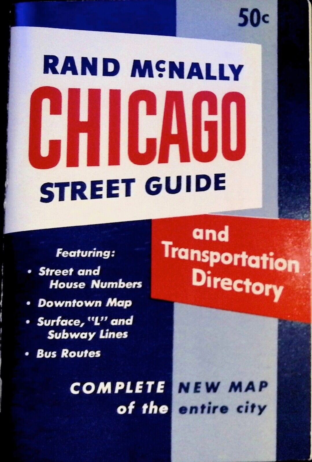 VINTAGE 1954 RAND MCNALLY CHICAGO STREET GUIDE TRANSPORTATION  ~ TRAVEL BROCHURE