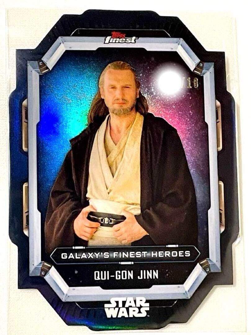 Topps Star Wars Finest Qui -GON JINN Die Cut Chrome Black Card /10 #GF-17